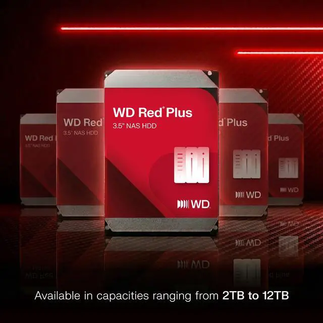 Alt view image 5 of 7 - WD Red Plus 12TB NAS Hard Disk Drive - 7200 RPM Class SATA 6Gb/s, CMR, 512MB Cache, 3.5 Inch - WD120EFGX