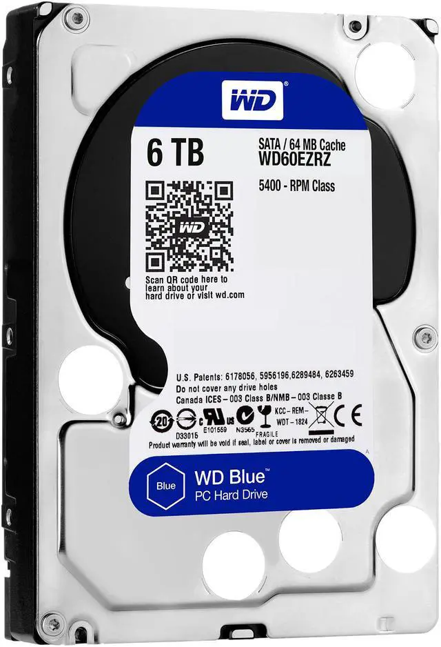 Alt view image 3 of 3 - Western Digital Blue WD60EZRZ 6TB 5400 RPM 64MB Cache SATA 6.0Gb/s 3.5" Internal Hard Drive Bare Drive
