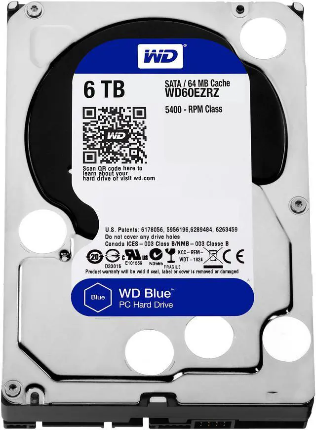 Alt view image 2 of 3 - Western Digital Blue WD60EZRZ 6TB 5400 RPM 64MB Cache SATA 6.0Gb/s 3.5" Internal Hard Drive Bare Drive