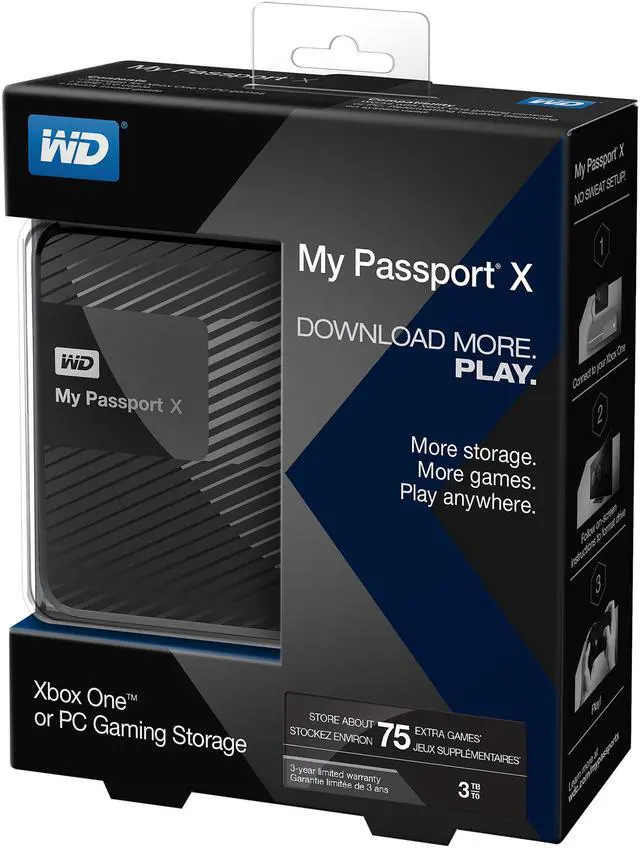 Alt view image 6 of 7 - WD 3TB My Passport X for Xbox One Portable External Hard Drive Game Storage - USB 3.0 (WDBCRM0030BBK-NESN)