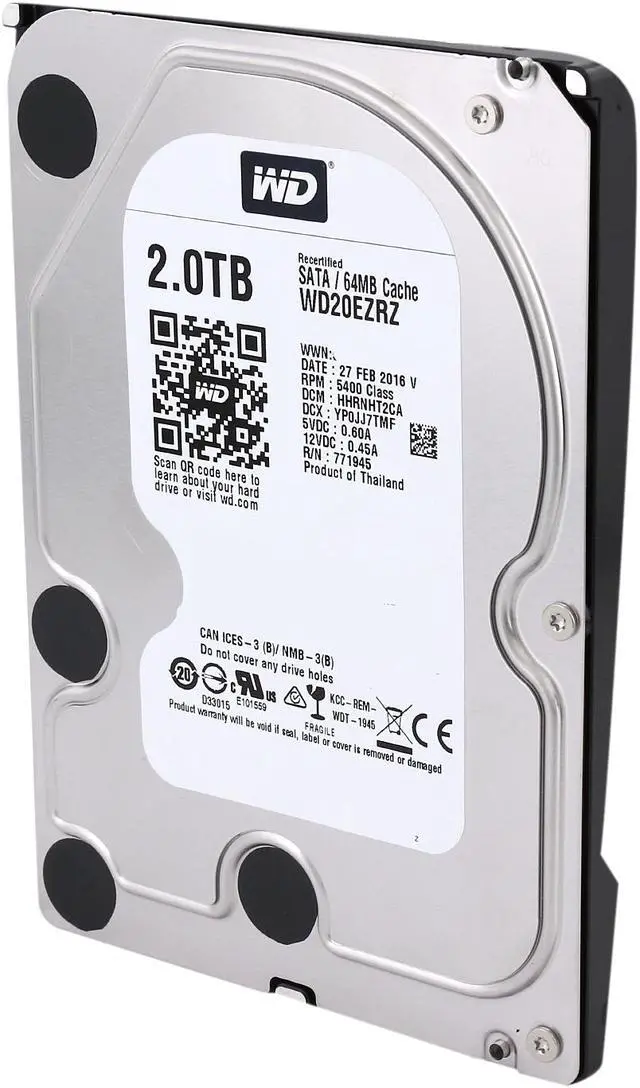 Refurbished: WD 2TB Desktop Hard Disk Drive - 5400 RPM SATA