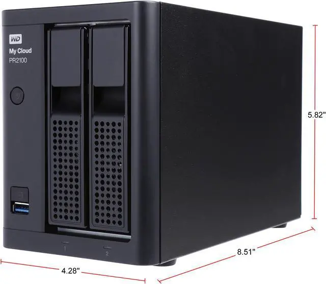 Alt view image 2 of 10 - WD 0TB My Cloud PR2100 Pro Series Diskless w/ Transcoding, NAS - Quad-core Processor & 4GB RAM (WDBBCL0000NBK-NESN)