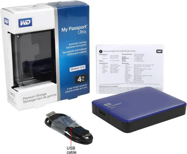 Alt view image 6 of 6 - WD 4TB Blue My Passport Ultra Portable External Hard Drive - USB 3.0 - WDBBKD0040BBL-NESN