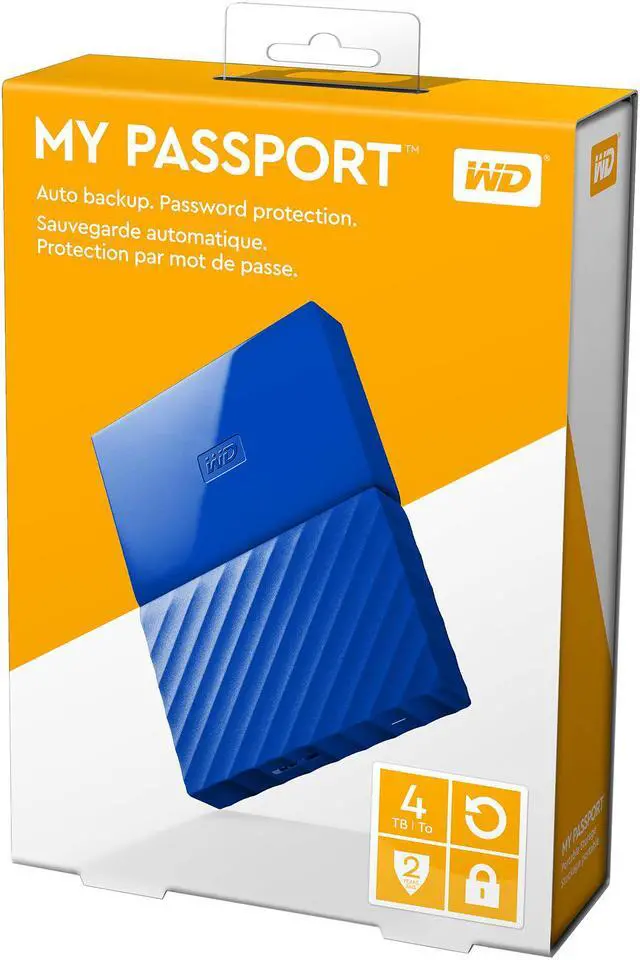 Alt view image 4 of 4 - WD 4TB My Passport Portable Hard Drive USB 3.0 Model WDBYFT0040BBL-WESN Blue