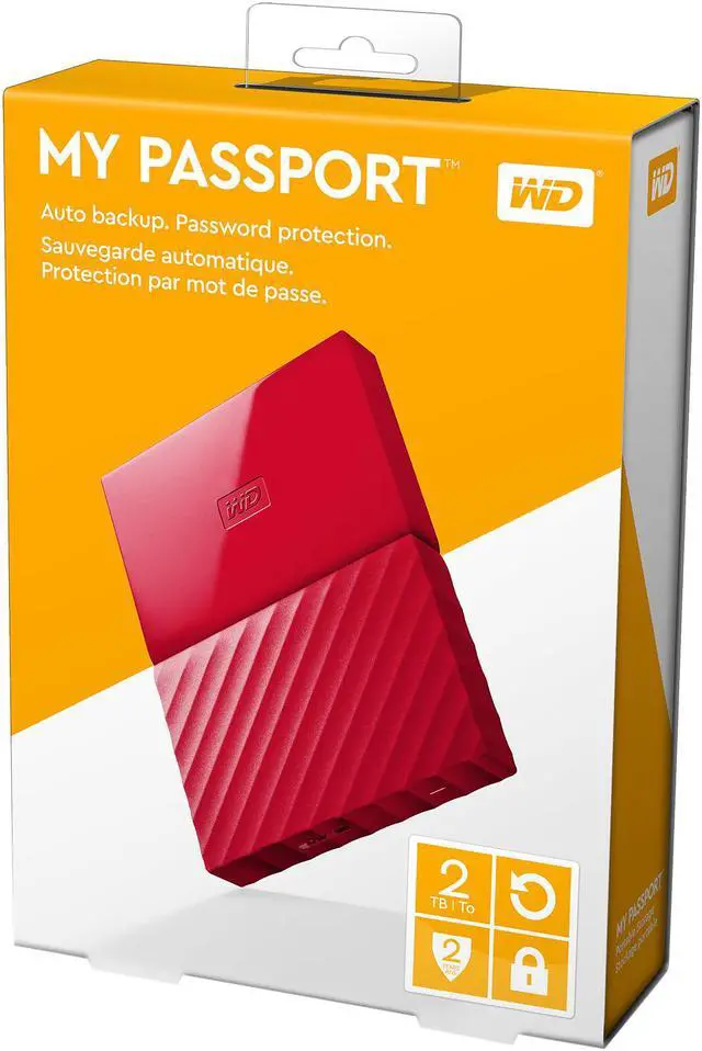 Alt view image 4 of 4 - WD 2TB My Passport Portable Hard Drive USB 3.0 Model WDBYFT0020BRD-WESN Red