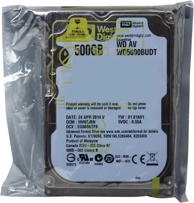 Alt view image 5 of 5 - WD WD AV-25 WD5000BUDT-FR 500GB 5400 RPM 32MB Cache SATA 3.0Gb/s 2.5" Internal AV Hard Drive