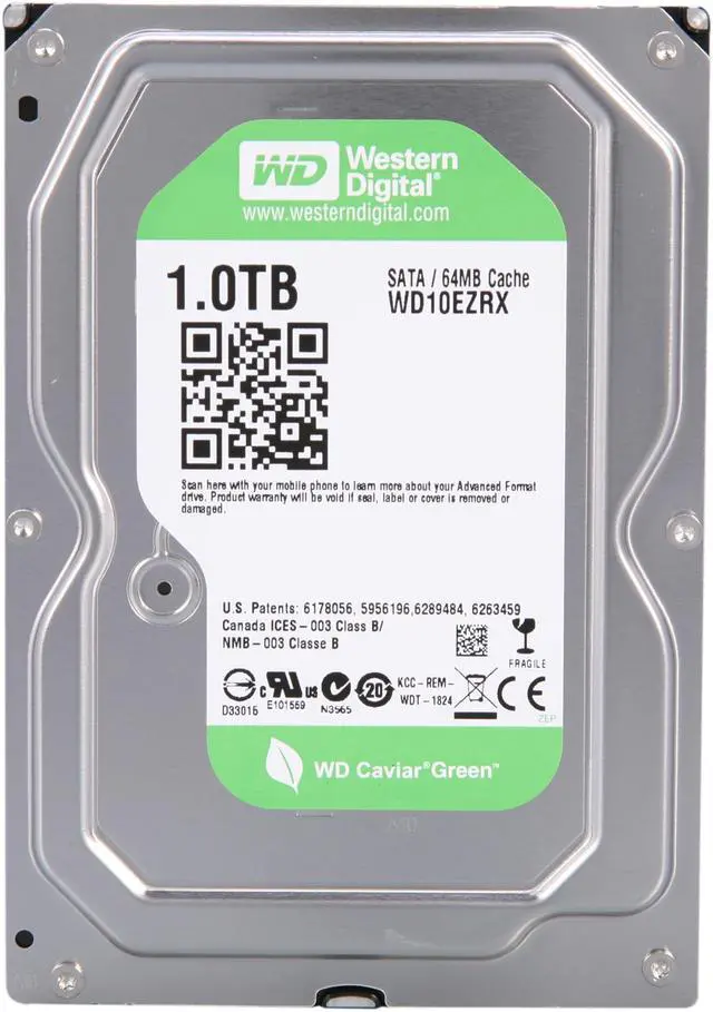 Alt view image 3 of 5 - WD Green WD10EZRX 1TB IntelliPower 64MB Cache SATA 6.0Gb/s 3.5" Internal Hard Drive Bare Drive