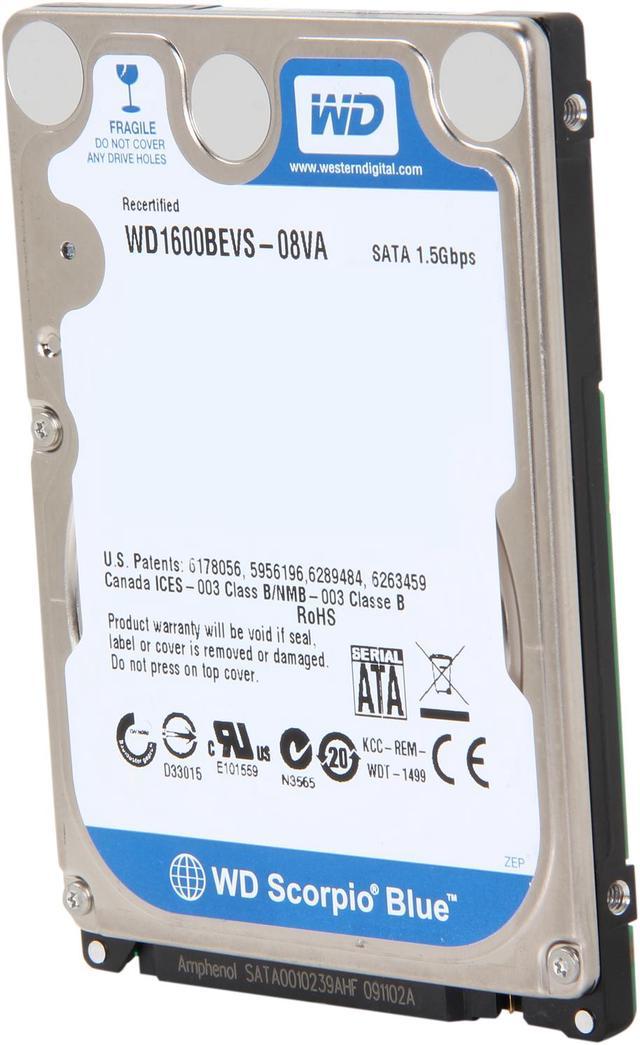 WD Scorpio Blue WD1600BEVS 160GB 5400 RPM 8MB Cache SATA 1.5Gb/s 2.5