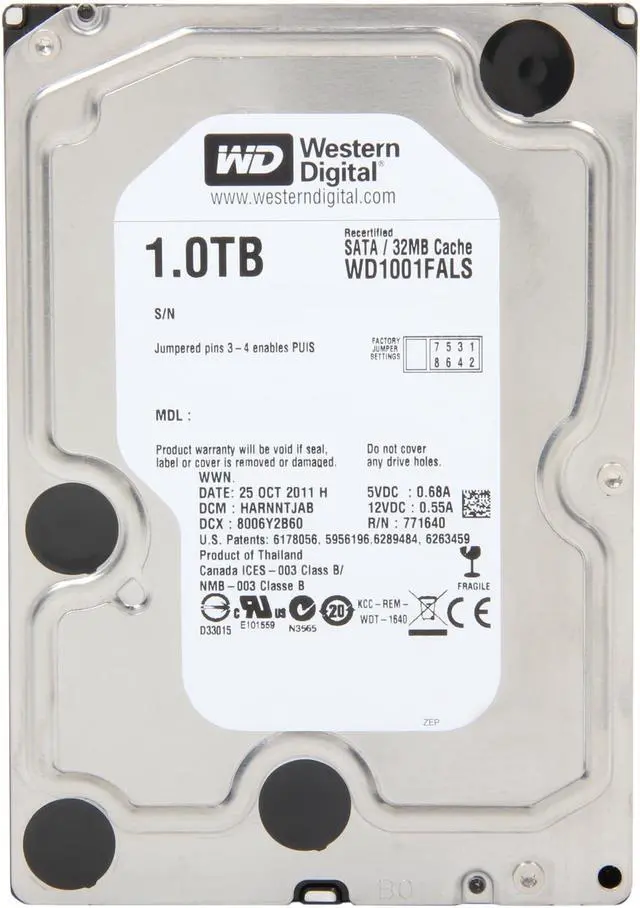 Alt view image 2 of 4 - WD Black WD1001FALS 1TB 7200 RPM 32MB Cache SATA 3.0Gb/s 3.5" Internal Hard Drive Bare Drive