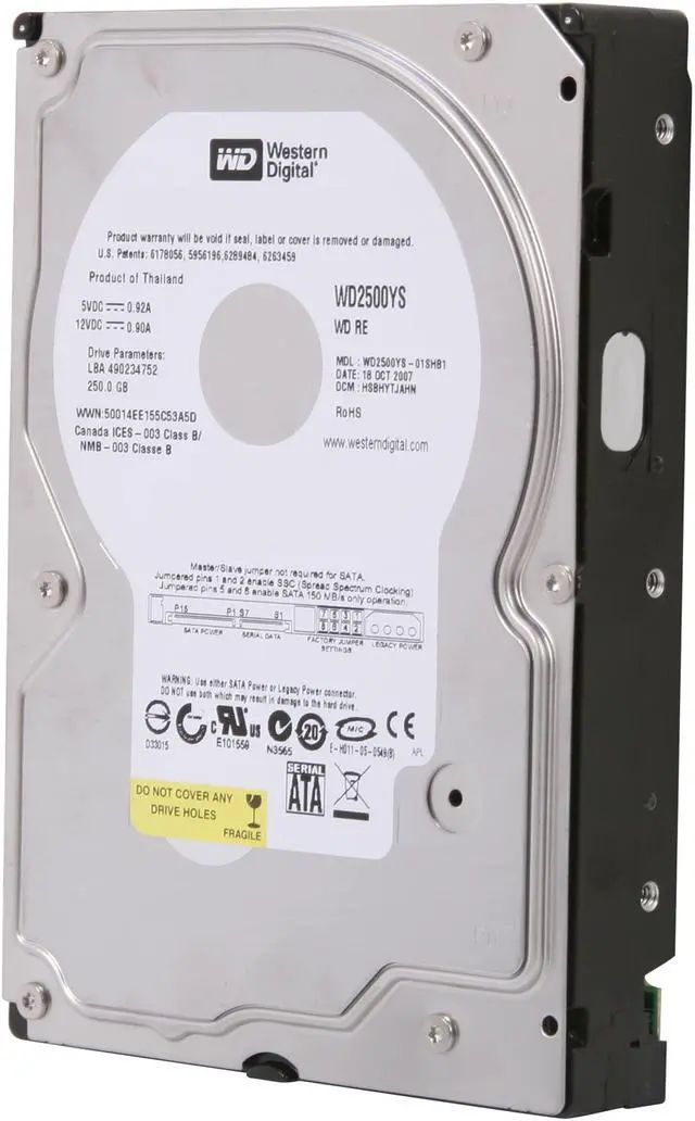 Main image of WD Caviar RE WD2500YS 250GB 7200 RPM 16MB Cache SATA 3.0Gb/s 3.5" Hard Drive Bare Drive