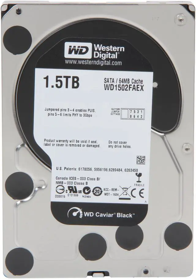 Alt view image 2 of 4 - Western Digital Black WD1502FAEX 1.5TB 7200 RPM 64MB Cache SATA 6.0Gb/s 3.5" Internal Hard Drive Bare Drive