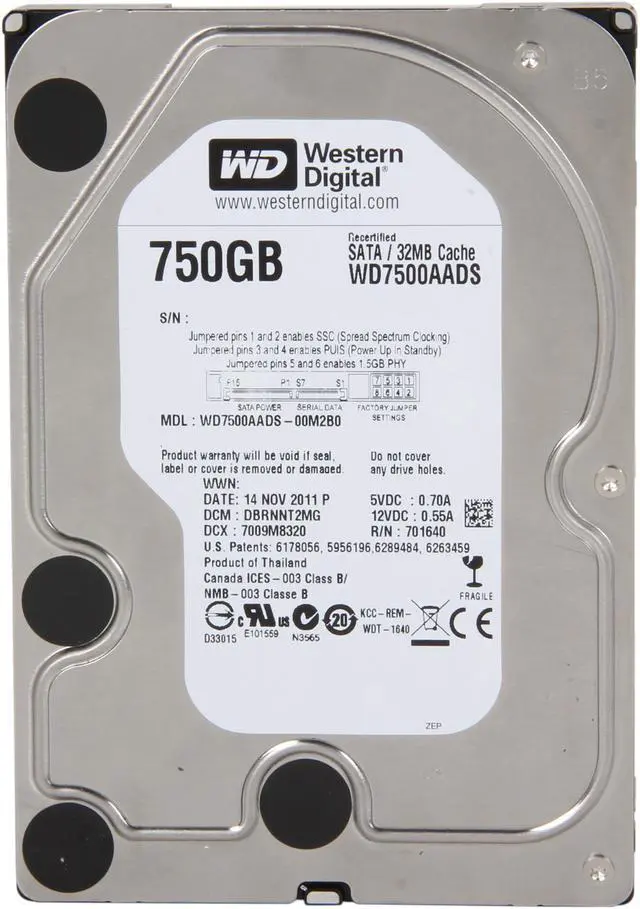 Alt view image 2 of 4 - WD WD Green WD7500AADS-FR 750GB IntelliPower 32MB Cache SATA 3.0Gb/s 3.5" Hard Drive Bare Drive