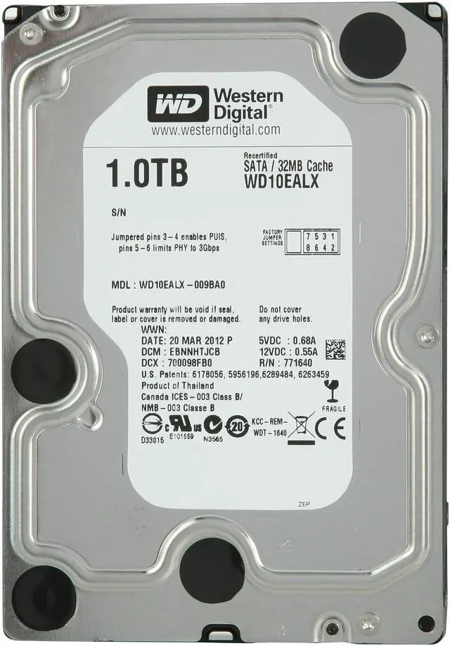 Alt view image 2 of 4 - WD Blue WD10EALX 1TB 7200 RPM 32MB Cache SATA 6.0Gb/s 3.5" Internal Hard Drive Bare Drive