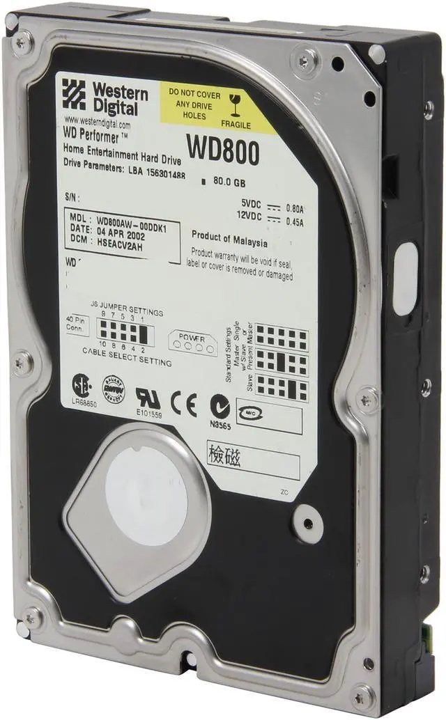Main image of WD WD800AW 80GB IDE Ultra ATA100 / ATA-6 3.5" Hard Drive Bare Drive