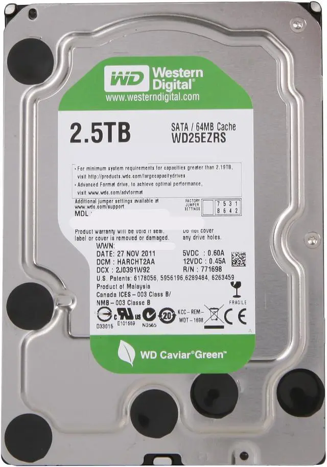 Alt view image 2 of 4 - WD WD25EZRS 2.5TB SATA 3.0Gb/s 3.5" Internal Hard Drive Bare Drive