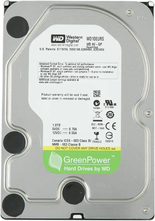 Alt view image 2 of 4 - WD AV-GP WD10EURS 1TB 64MB Cache SATA 3.0Gb/s 3.5" Internal Hard Drive Bare Drive