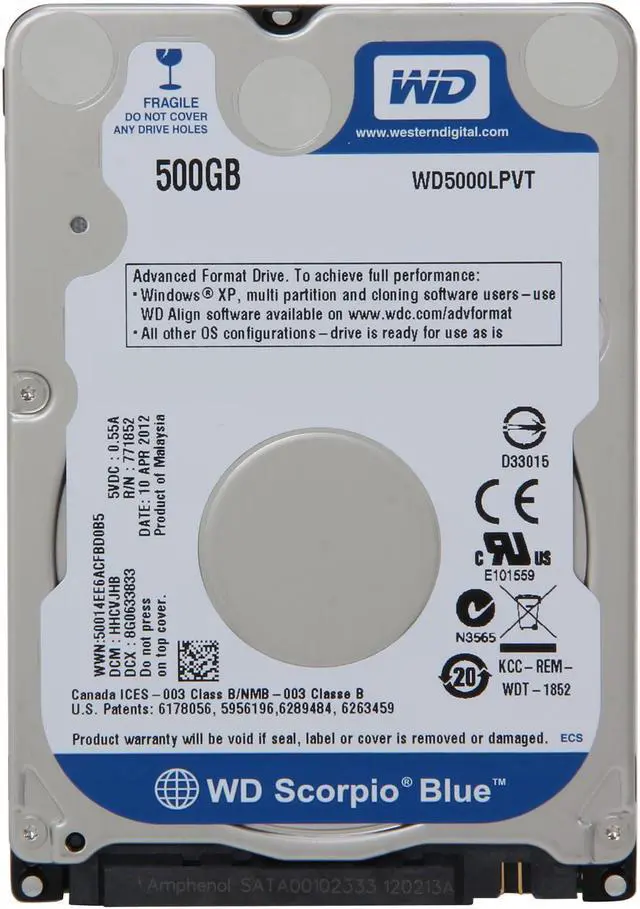 Alt view image 3 of 5 - Western Digital Wd Scorpio Blue 500Gb 5400Rpm Sataii 7Pin 8Mb Buffer 2.5Inch Mobile Hard Drive
