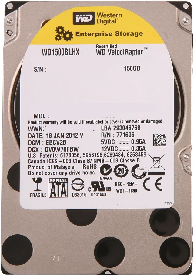 Refurbished: WD WD VelociRaptor WD1500BLHX 150GB 10000 RPM 32MB Cache ...