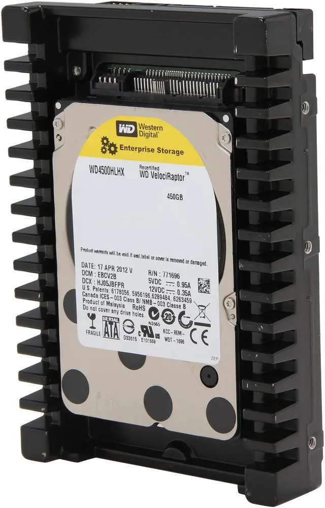 Main image of WD WD VelociRaptor WD4500HLHX 450GB 10000 RPM 32MB Cache SATA 6.0Gb/s 3.5" Internal Hard Drive Bare Drive