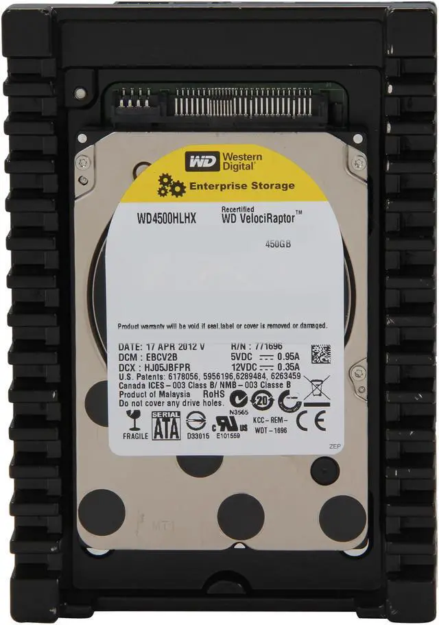 Alt view image 2 of 4 - WD WD VelociRaptor WD4500HLHX 450GB 10000 RPM 32MB Cache SATA 6.0Gb/s 3.5" Internal Hard Drive Bare Drive