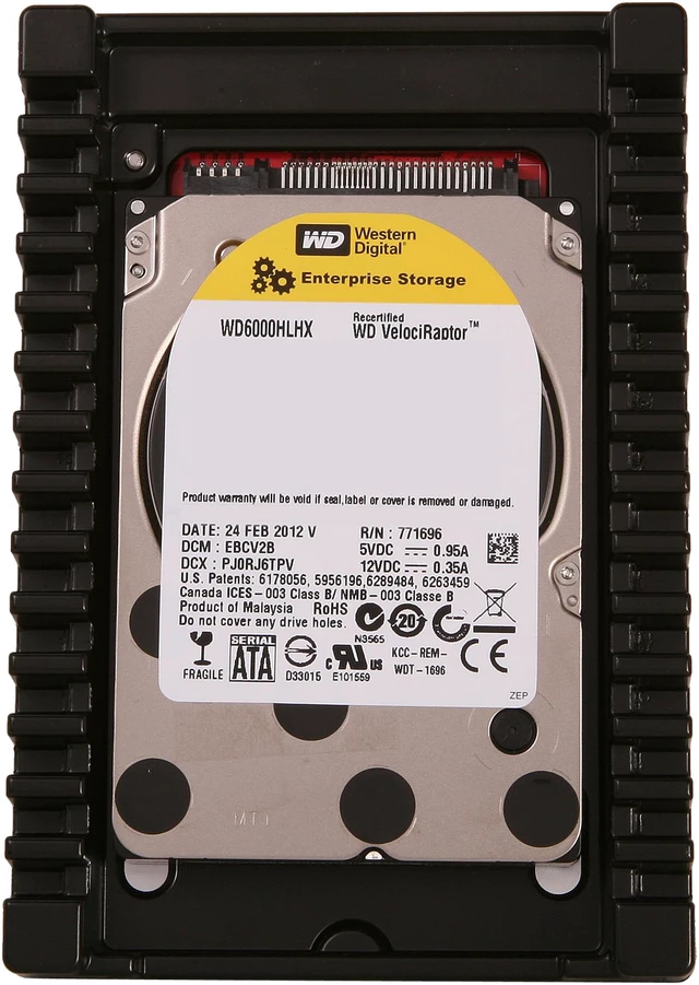 Disque Dur Interne WD VelociRaptor 600 Go - 3,5" SATA 6 Gb/s, 10 000 Tr/min, 64 Mo Cache - Pour Stations De Travail - 5
