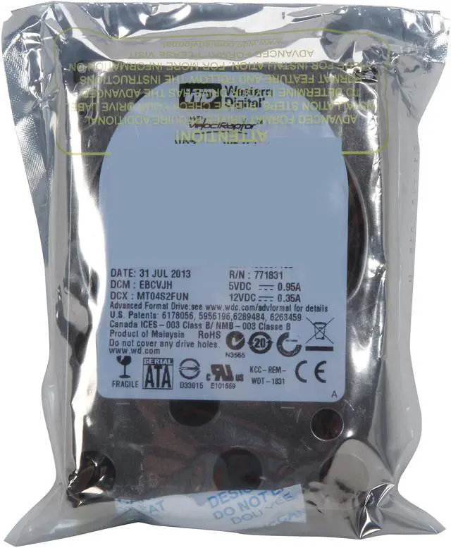 Alt view image 5 of 5 - Western Digital WD VelociRaptor WD2500BHTZ 250GB 10000 RPM 64MB Cache SATA 6.0Gb/s 2.5" Internal Enterprise Hard Drive Bare Drive