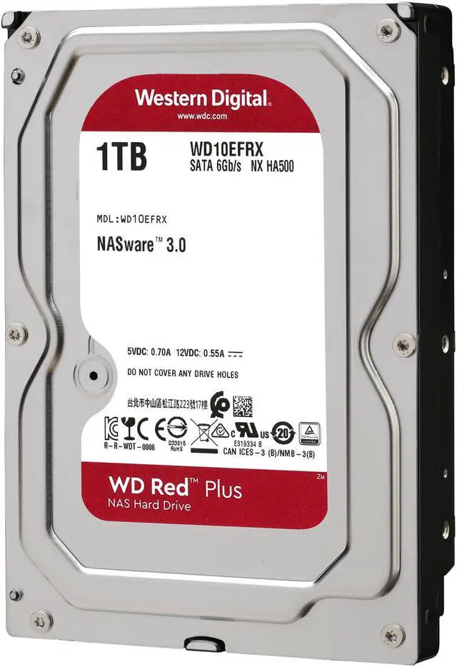 Alt view image 4 of 9 - WD Red Plus 1TB NAS Hard Disk Drive - 5400 RPM Class SATA 6Gb/s, CMR, 64MB Cache, 3.5 Inch - WD10EFRX