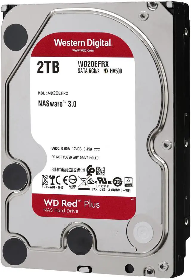 Alt view image 4 of 4 - WD Red Plus 2TB NAS Hard Disk Drive - 5400 RPM Class SATA 6Gb/s, CMR, 64MB Cache, 3.5 Inch - WD20EFRX