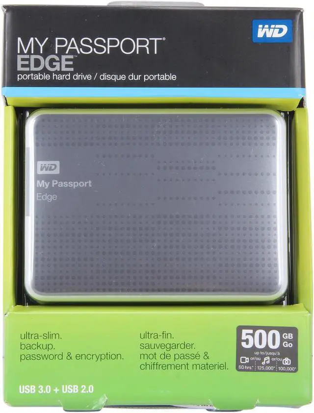Alt view image 6 of 6 - WD 500GB My Passport Edge Portable Hard Drive USB 3.0 Model WDBK6Z5000ATT-NESN Black