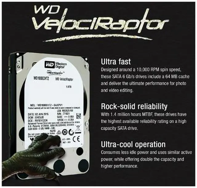 Alt view image 6 of 7 - Western Digital WD VelociRaptor WD1000CHTZ 1TB 10000 RPM 64MB Cache SATA 6.0Gb/s 2.5" Enterprise Hard Drive Bare Drive