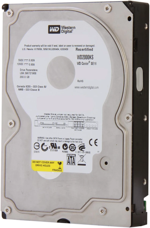Refurbished: WD WD2000KS-FR 200GB 7200 RPM 16MB Cache SATA 3.0Gb/s 3.5 ...