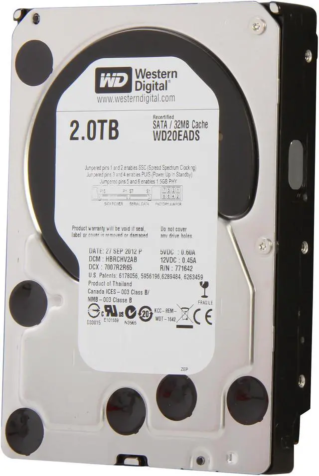 Main image of Western Digital Caviar Green WD20EADS 2TB 32MB Cache SATA 3.0Gb/s 3.5" Internal Hard Drive Bare Drive-Factory Recertified