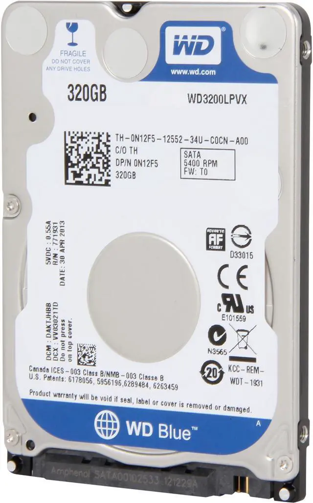 Alt view image 2 of 5 - WD Blue WD3200LPVX 320GB 5400 RPM 8MB Cache SATA 6.0Gb/s 2.5" Internal Notebook Hard Drive Bare Drive