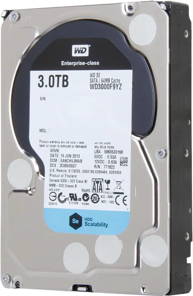 Alt view image 2 of 5 - WD Se WD3000F9YZ 3TB 7200 RPM 64MB Cache SATA 6.0Gb/s 3.5" Datacenter Capacity Hard Drive