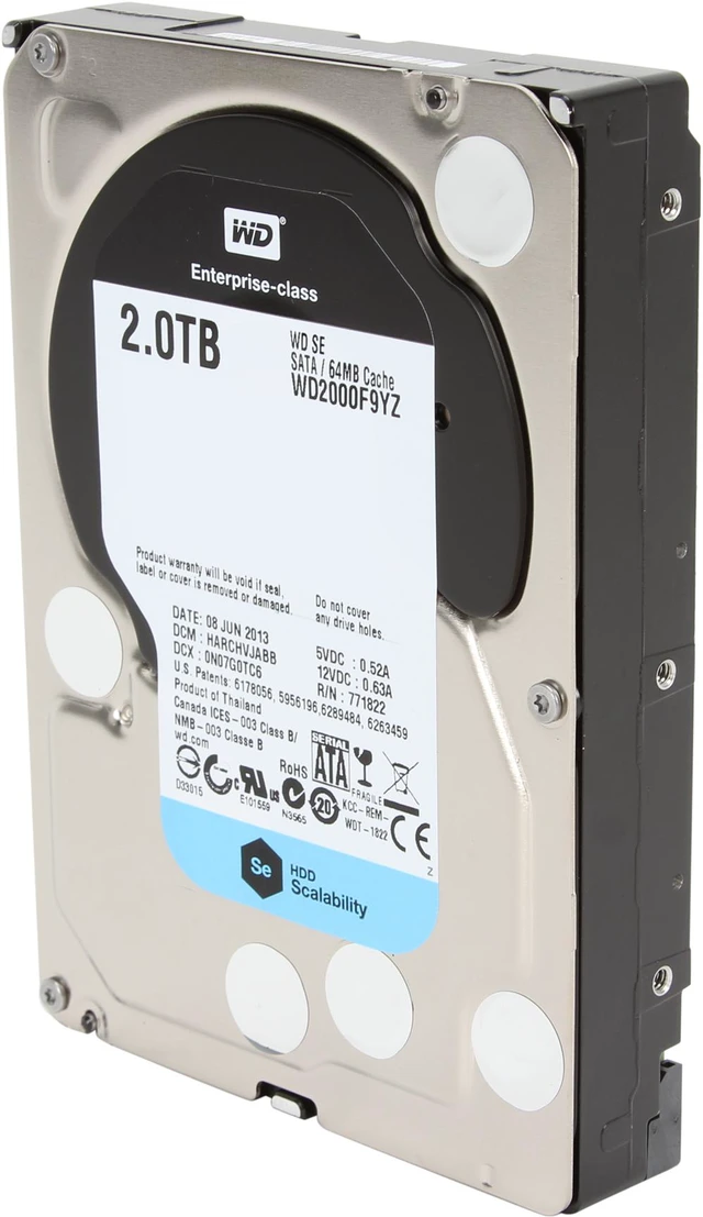Alt view image 2 of 5 - WD Se WD2000F9YZ 2TB 7200 RPM 64MB Cache SATA 6.0Gb/s 3.5" Enterprise Hard Drive