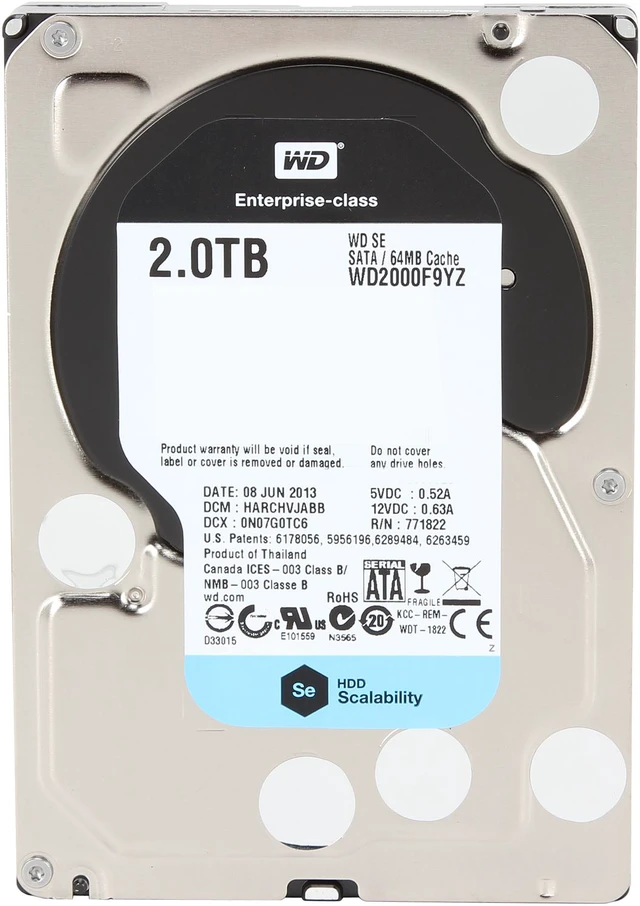 Alt view image 3 of 5 - WD Se WD2000F9YZ 2TB 7200 RPM 64MB Cache SATA 6.0Gb/s 3.5" Enterprise Hard Drive
