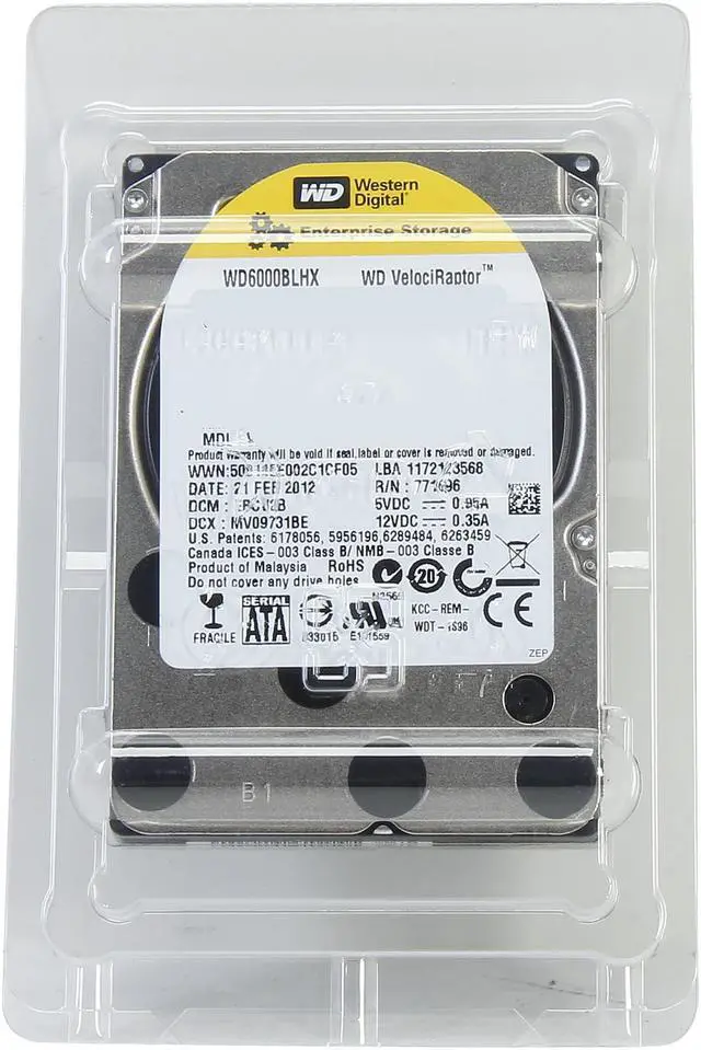 Alt view image 5 of 5 - Western Digital WD Internal Drive VelociRaptor WD6000BLHX 600GB 10000 RPM 32MB Cache SATA 6.0Gb/s 2.5" Drive Only-Grade A Recertified