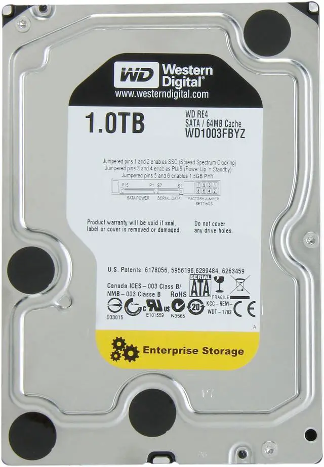 Alt view image 3 of 5 - WD Re 1TB Datacenter Capacity Hard Disk Drive - 7200 RPM Class SATA 6Gb/s 64MB Cache 3.5 inch WD1003FBYZ