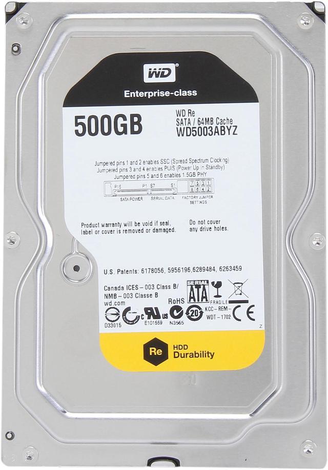 WD Re 500GB Datacenter Capacity Hard Disk Drive - 7200 RPM Class SATA 6Gb/s  64MB Cache 3.5 inch WD5003ABYZ