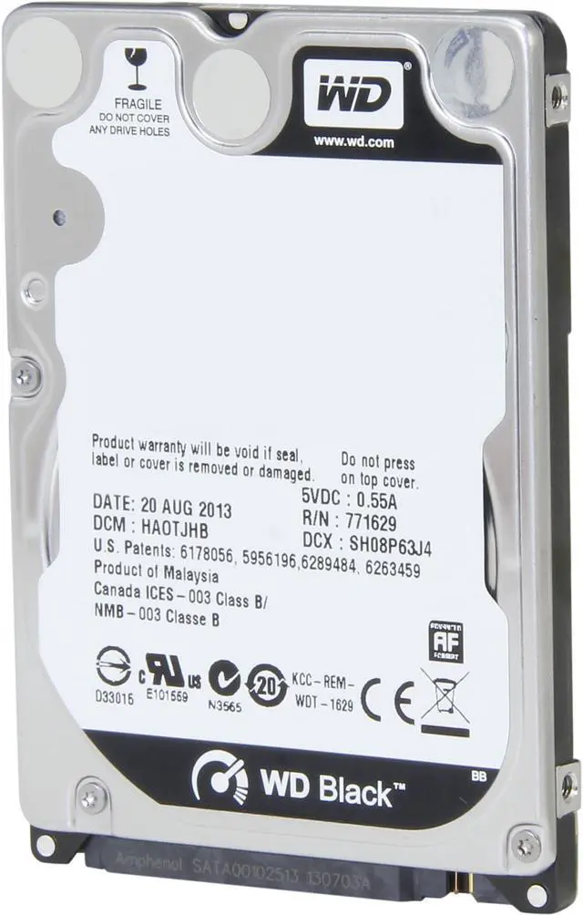 Alt view image 2 of 5 - WD BLACK SERIES WD5000BPKX 500GB 7200 RPM 16MB Cache SATA 6.0Gb/s 2.5" Internal Notebook Hard Drive Bare Drive