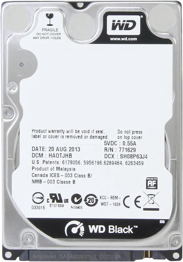 Alt view image 3 of 5 - WD BLACK SERIES WD5000BPKX 500GB 7200 RPM 16MB Cache SATA 6.0Gb/s 2.5" Internal Notebook Hard Drive Bare Drive