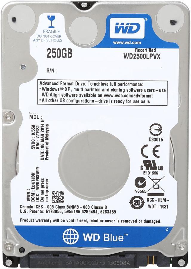 WD Blue WD2500LPVX 250GB 5400 RPM 8MB Cache SATA 6.0Gb/s 2.5