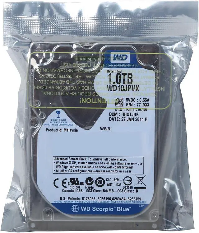 Alt view image 6 of 6 - WD Blue WD10JPVX 1TB 5400 RPM 8MB Cache SATA 6.0Gb/s 2.5" Internal Notebook Hard Drive Bare Drive