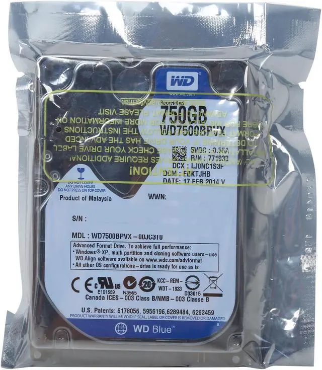 Alt view image 5 of 5 - WD Blue  WD7500BPVX  750GB  5400 RPM  8MB  Cache SATA 6.0Gb/s  2.5"  Internal Notebook Hard DriveBare Drive