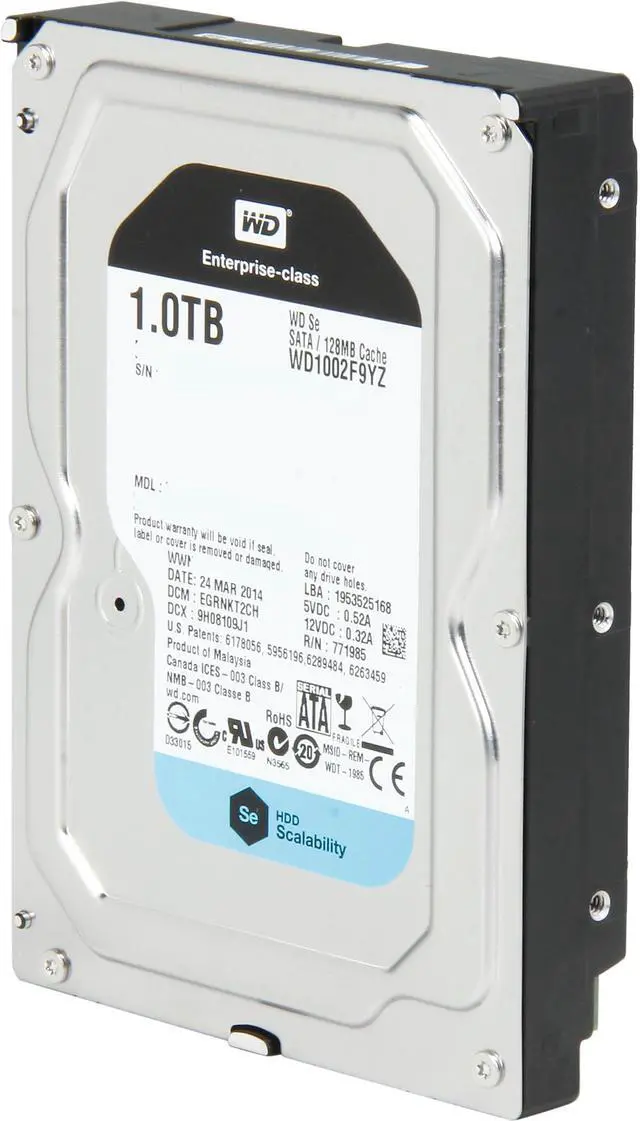 Alt view image 2 of 6 - WD Se WD1002F9YZ 1TB 7200 RPM 128MB Cache SATA 6.0Gb/s 3.5" Enterprise Hard Drive Bare Drive
