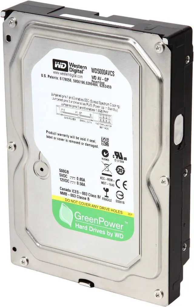 Main image of Western Digital AV-GP 500GB IntelliPower 16MB Cache SATA 3.0Gb/s 3.5" (WD5000AVCS) Internal Hard Drive