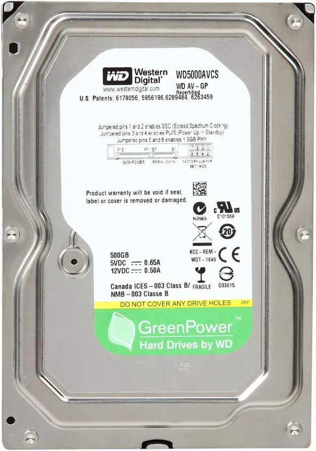 Alt view image 2 of 5 - Western Digital AV-GP 500GB IntelliPower 16MB Cache SATA 3.0Gb/s 3.5" (WD5000AVCS) Internal Hard Drive