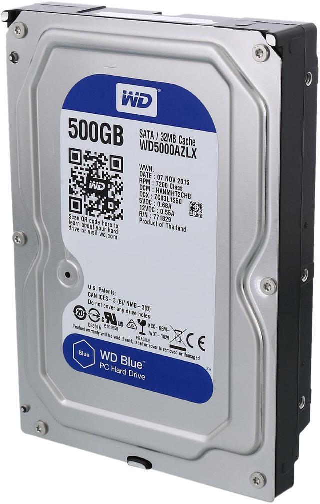 WD Blue 500GB Desktop Hard Disk Drive - 7200 RPM SATA 6Gb/s 32MB Cache 3.5  Inch - WD5000AZLX