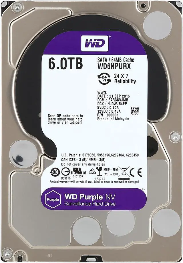 Alt view image 4 of 6 - WD Purple NV 6TB Surveillance Hard Disk Drive - 5400 RPM Class SATA 6Gb/s 64MB Cache 3.5 Inch - WD6NPURX
