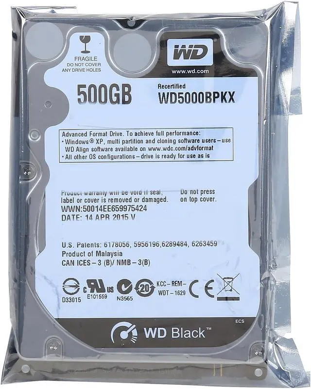 Alt view image 5 of 5 - WD BLACK SERIES WD5000BPKX 500GB 7200 RPM 16MB Cache SATA 6.0Gb/s 2.5" Internal Notebook Hard Drive Bare Drive
